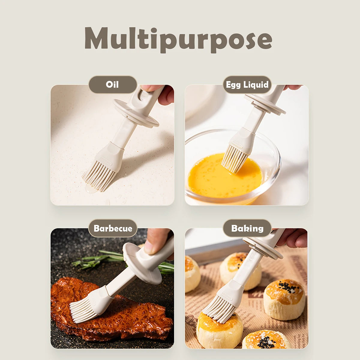 Telescopic Silicone Oil Brush with Built-In Bottle