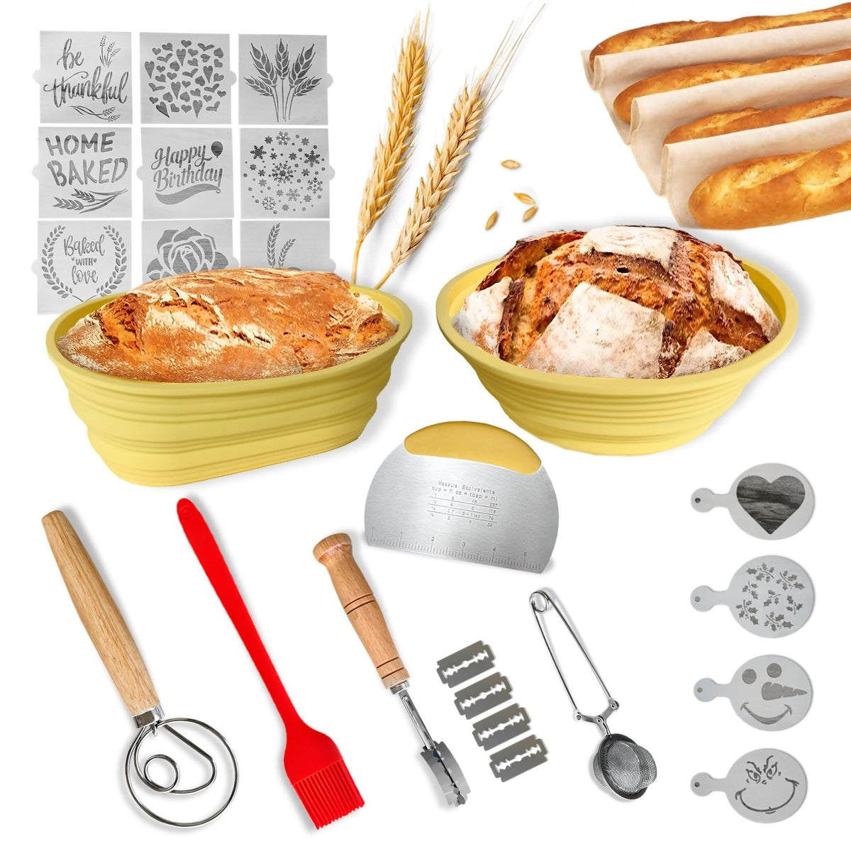Silicone Sourdough Baking Basket Kit — Beige