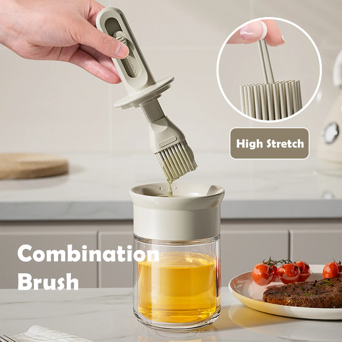 Telescopic Silicone Oil Brush with Built-In Bottle