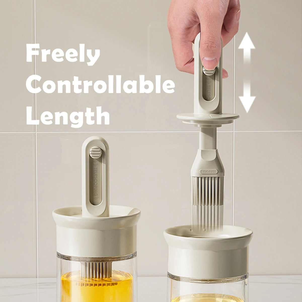 Telescopic Silicone Oil Brush with Built-In Bottle