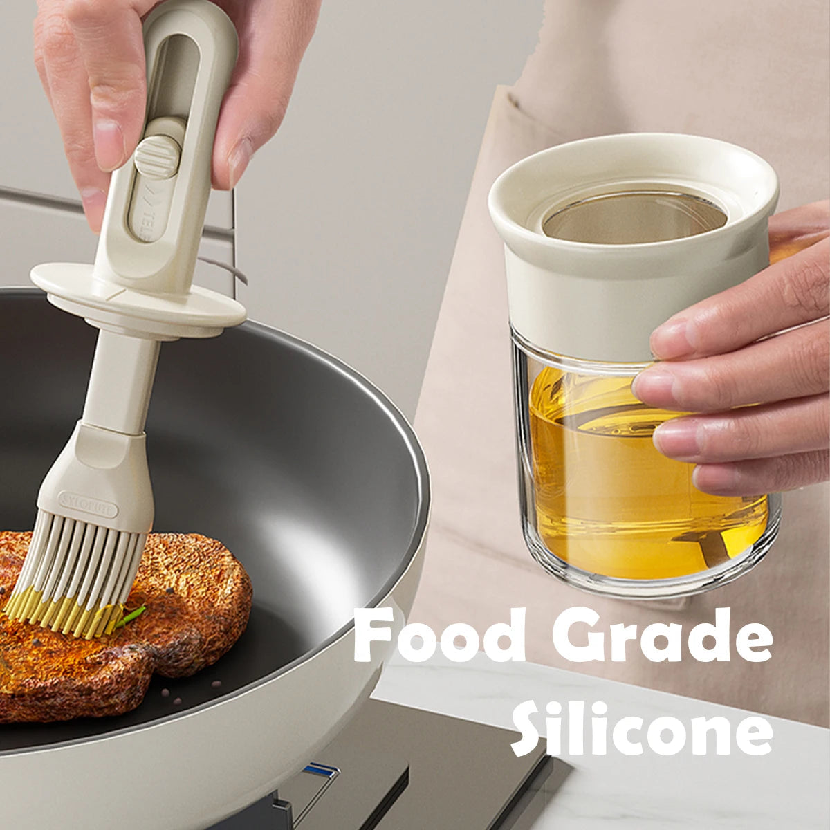 Telescopic Silicone Oil Brush with Built-In Bottle