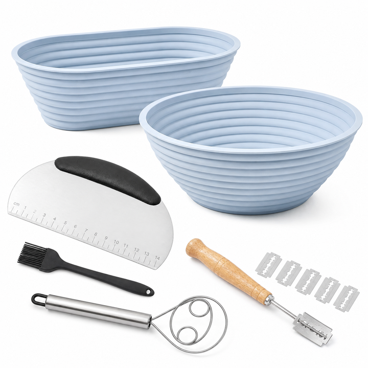 Silicone Sourdough Proofing Kit, 9" Round & 10" Oval — Blue