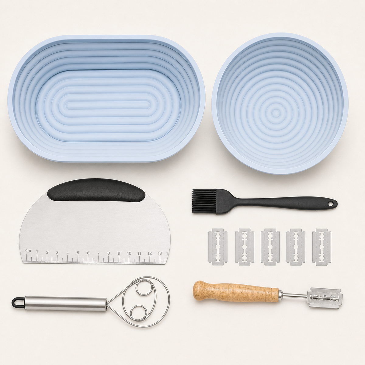 Silicone Sourdough Proofing Kit, 9" Round & 10" Oval — Blue