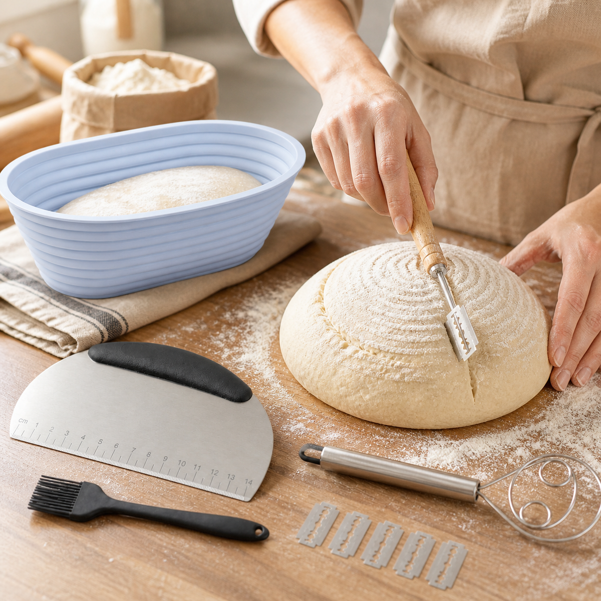 Silicone Sourdough Proofing Kit, 9" Round & 10" Oval — Blue