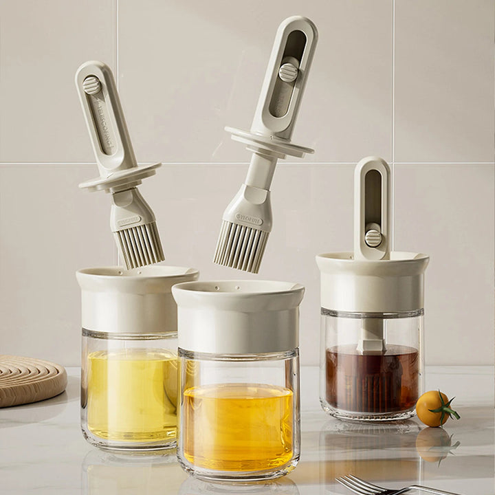 Telescopic Silicone Oil Brush with Built-In Bottle